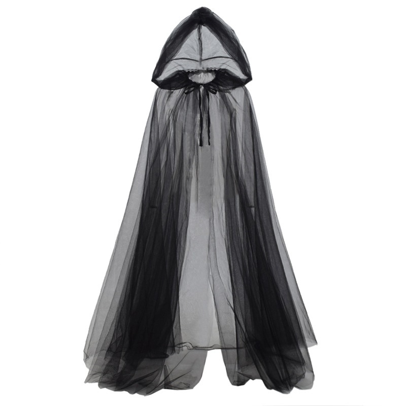PHAYAH Kapuzenumhang Schwarz-weiß Gepunktet – Für Halloween, Cosplay & Maskerade, Erwachsene