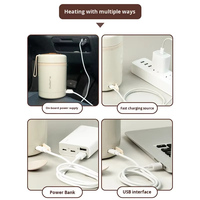 Conteneur alimentaire thermique portable électrique USB en acier inoxydable 304, boîte à lunch ronde, tasse à soupe, thermos pour voiture et bureau