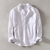 Chemises en lin de haute qualité 100% lin, style décontracté, étiquette de marque personnalisée, matière respirante, chemises en lin pour hommes