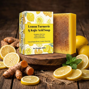<span class=keywords><strong>Savon</strong></span> Artisanal Naturel au <span class=keywords><strong>Citron</strong></span>, Curcuma et Acide Kojique – Éclaircissant, Blanchissant, Anti-Taches Brunes et Hyperpigmentation pour Peaux Sensibles - Product Image 2