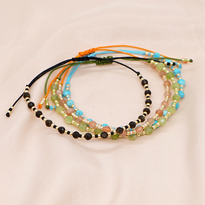 Ensemble de bracelets ethniques bohèmes en cristal naturel plaqué or fait à la main pour femmes, orange, violet, vert - Product Image 3