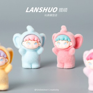 Ensemble de bijoux faits main en résine floquée, figurines d'éléphant abstraites de style dessin animé, décoration d'intérieur, pour studio créatif DIY Rainbow Candy - Product Image 4