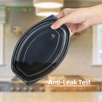 YANGRUI - Envases de Plástico PP Ovalados Desechables y Ligeros de 15 oz para Comida para Llevar, Ideales para Tiendas de Delicatessen