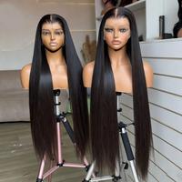 Pelucas de Cabello Humano con Frente de Encaje Transparente HD 13x6, Cabello Brasileño con Cutícula Alineada, 250% de Densidad, 40 Pulgadas, Liso Extremo, para Mujeres Negras