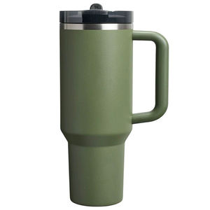 Taza para acampar al aire libre, vasos de viaje aislados al vacío, tazas H2.0 Tie Dye, vaso de acero inoxidable de 40oz con asa y pajita - Product Image 1