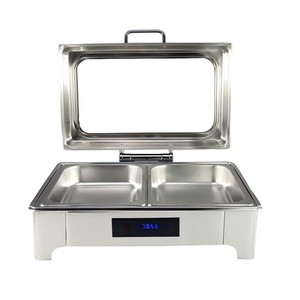 Chauffe-Plats Rectangulaire <span class=keywords><strong>de</strong></span> Luxe 9L <span class=keywords><strong>en</strong></span> Acier Inoxydable, Ensemble Buffet Professionnel, Réchauffeurs Alimentaires à Vapeur, Contrôle Numérique Intelligent 24h/24 - Product Image 6