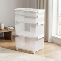 Chariot de rangement de bureau transparent avec tiroirs, roulettes amovibles, organisateur de rangement en plastique pour documents de bureau