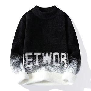 2025 Style chaud hommes décontracté confortable personnalisé sweat dégradé col montant lettre motif pull en cachemire - Product Image 1