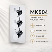 Robinet de douche thermostatique dissimulé à double poignée MK504 en laiton massif chromé poli, mitigeur mural pour douche pluie