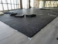 Rouleaux de revêtement de sol EPDM pour salle de sport, zone de musculation, dalles de caoutchouc composite noir, tapis de caoutchouc, emboîtables