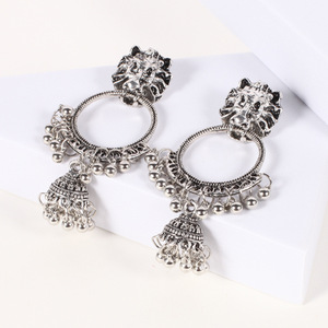 Indian Lion <b>Head</b> Tassel Earrings Alloy Long Ethnic <b>Style</b> Fashion Accessories - Product Image 3