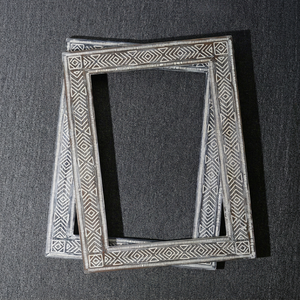 <b>Large</b> Wooden Carved <b>Frame</b> Luxury Handcarved Eco-Friendly Wood Inlay Customized Size Photo <b>Frame</b> Textured Grey Modern Mosaic - Product Image 1