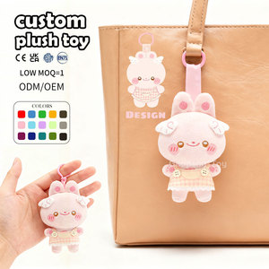 Custom Plush Keychain Kawaii Bunny Plush Keyring Charm <strong>Bag</strong> Ornament for Ladies Mini Size Handmade Rabbit Soft Toy - Product Image 1