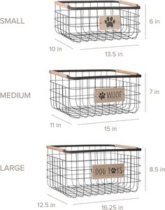 Paniers de rangement de jouets pour chiens en métal en forme de cercle avec poignée en <span class=keywords><strong>bois</strong></span> pour animaux de compagnie - Product Image 2