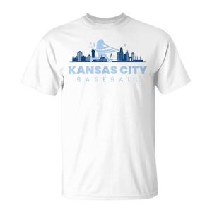 Camiseta de béisbol de Kansas City, diseño minimalista, estilo retro, estampado del horizonte de la ciudad - Product Image 1