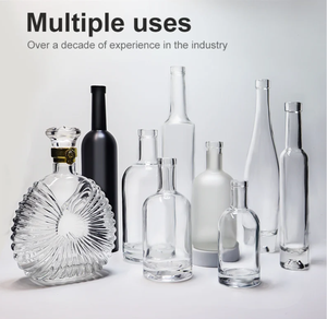 Botellas de Licor Transparentes de 12 oz, Botella de Vidrio con Base Pesada y Tapa en T, Botella de Vodka para Bebidas, Vino, Whisky, <span class=keywords><strong>Ron</strong></span> - Product Image 2