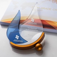 Trophées en cristal de haute qualité de nouvelle conception ADL Metal, forme de goutte d'eau, trophées personnalisés avec logo