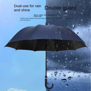 Parapluie de golf professionnel grand format, double usage, anti-tempête, avec poignée longue à 10 baleines et logo imprimé UV, vente en gros - Product Image 4