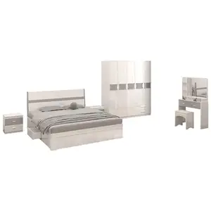 Set Furniture Kamar Tidur, Set Furniture Kamar Tidur Ukuran King 1.8M Putih Glossy Tinggi