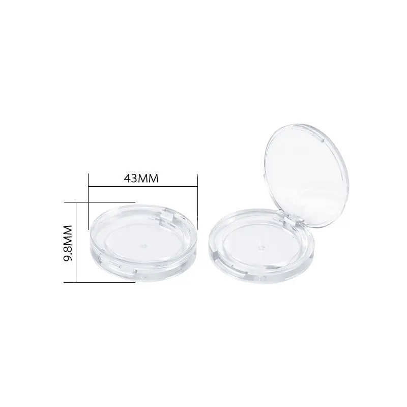 Empty plastic 30 mm transparent empty make up single pan blush round powder compact case small eye shadow case