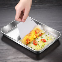 Yolecen acier inoxydable plateau de service alimentaire peu profond écologique jetable Restaurant utiliser plat poli