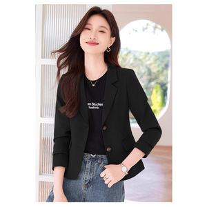 Women's Blazer Off White Solid Color Polyester No-Wrinkle Treatment Casual Style Spring Autumn Fit - Product Image 4