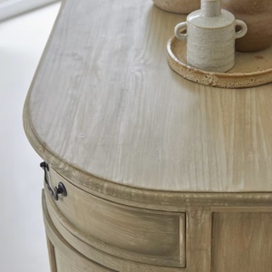 Credenza in Stile Europeo Personalizzata, Design Shaker con Ripiano Aperto, Colore Quercia, Mobile d'Ingresso in Legno Massello, Supporto TV - Product Image 5