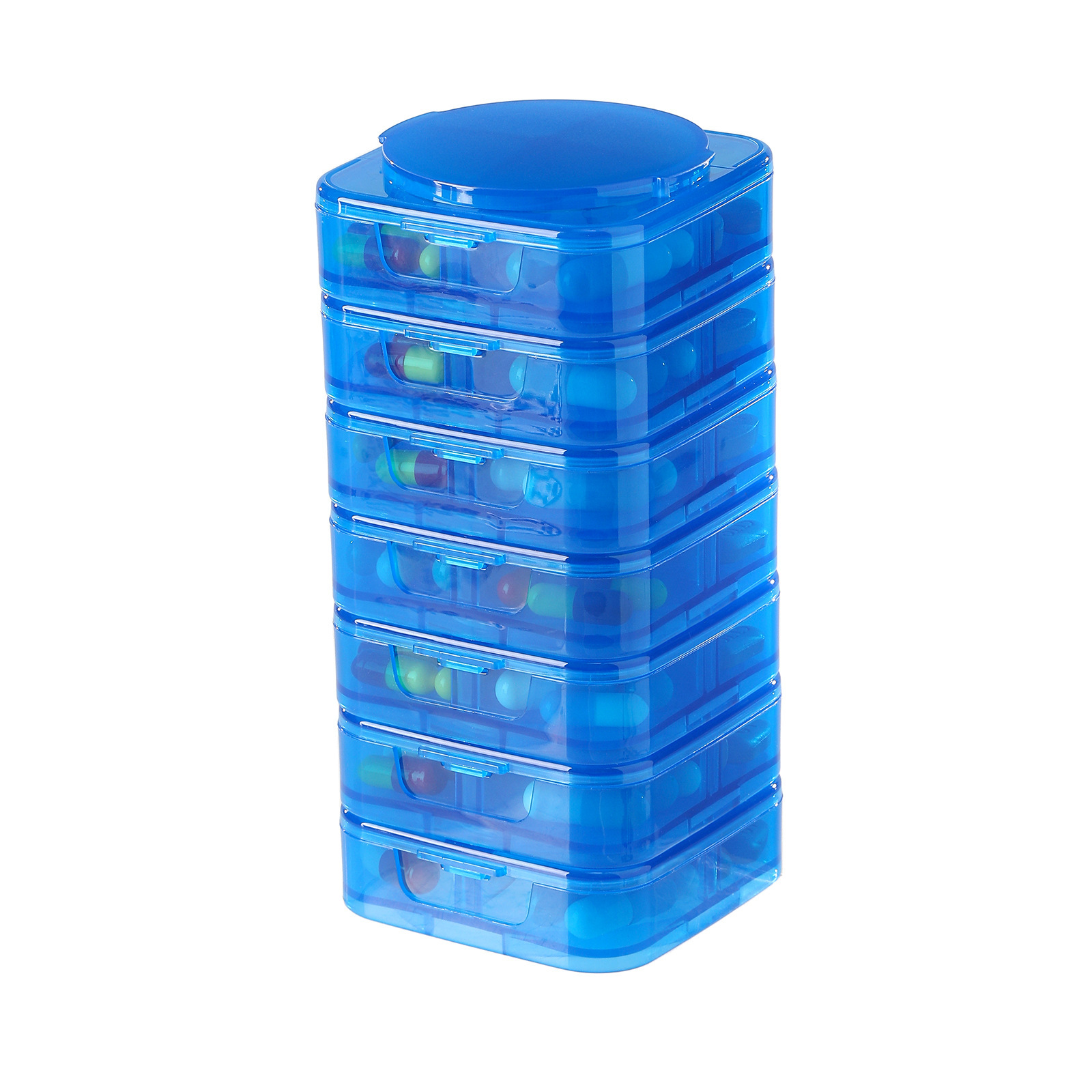 Piecing-together pillbox [Dark Blue 7-compartment]