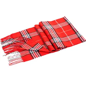 Autumn Winter fashionable tartan check classic pattern comfortable soft tender viscose scarf for men women