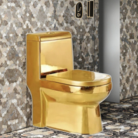WC monobloc moderne en céramique doré à double chasse avec siphon en S, à poser au sol, pour salle de bain