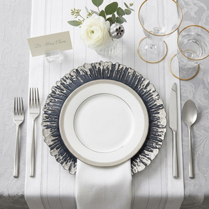 Assiette de présentation de luxe 13 pouces en <span class=keywords><strong>verre</strong></span> <span class=keywords><strong>noir</strong></span> et argent texturé, ronde, pour dîner, sous-assiette décorative en gros pour mariage et décoration de <span class=keywords><strong>table</strong></span> - Product Image 4