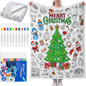 DIY Coloring <b>Christmas</b> Throw <b>Blanket</b> with 24 Acrylic Markers, Plush Winter Graffiti <b>Blanket</b> for Adults and Kids - Product Image 1