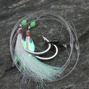 Señuelos de pesca con anzuelo circular, flasher para agua salada, piel de pez, plumas, aparejos Sabiki, señuelos con dos anzuelos - Product Image 3