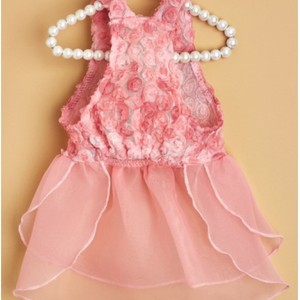 Flower Girls Dress Pink Tulle Skirt Rose Applique Sleeveless Party Dress For Kids - Product Image 4