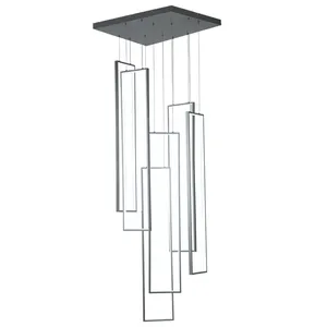 Lampu gantung tangga Led, pencahayaan dalam ruangan lampu gantung tangga panjang besar Modern CE logam kontemporer 80