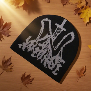 2025 nouveau gros personnalisable couleur unie clair tricoté épée Logo Y2K tendance Style doux acrylique matériel crâne bonnet casquettes - Product Image 4