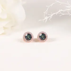 OL0876 Abiding Beautiful Jewelry Detachable Two Usage Lab Alexandrite Gemstone 925 Silver Stud Earrings For Women
