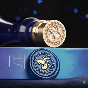 Mini tampon à cire des 12 signes du zodiaque, tête en laiton de 1,5 cm, fourniture artisanale classique - Product Image 2