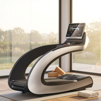 Caminadora Eléctrica Curva de Grado Comercial con Monitoreo Inalámbrico de Frecuencia Cardíaca, Material ABS, Motor de 5HP, Pantalla LCD e Inclinación Automática