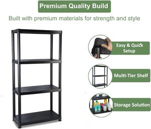 4-Tier Durable Light weight Rust Proof <strong>Plastic</strong> <strong>Shelving</strong> Unit for Garage Warehouse Garden &amp; <strong>Sheds</strong>-Space Saving Storage - Product Image 4