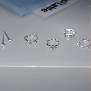 Boucles d'oreilles créoles en argent pur 999 avec zircon, plaqué argent, forme géométrique, nœud papillon, bijoux de <span class=keywords><strong>piercing</strong></span> pour l'oreille, cadeau d'anniversaire unisexe - Product Image 4