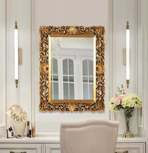 <span class=keywords><strong>Miroir</strong></span> de salle de bain carré sculpté Art déco vintage américain pour porche ou cheminée, <span class=keywords><strong>miroir</strong></span> suspendu décoratif - Product Image 2