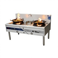 Cuisinière à gaz professionnelle à double foyer haute efficacité, température unique, double cuve, pour service intensif en restaurant