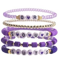 Bracelets d'amitié sur le thème violet 2024, Taylor Lover Eras Tour, cadeaux pour les fans de musique, ensembles de bracelets Swift en perles d'argile