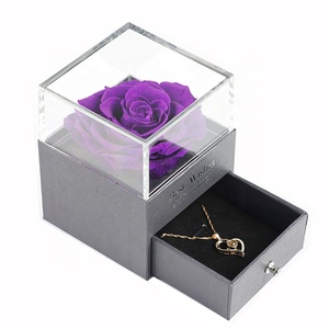 Scatola di fiori in vera rosa blu conservata con collana cuore ti amo per mamma moglie <span class=keywords><strong>fidanzata</strong></span> <span class=keywords><strong>regalo</strong></span> di <span class=keywords><strong>anniversario</strong></span> della festa della mamma - Product Image 3