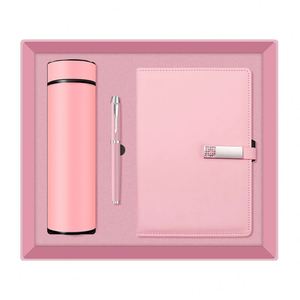 Ensemble cadeau de luxe rose personnalisé avec logo : carnet A5, stylo, tasse isotherme – Cadeau d'entreprise haut de gamme pour bureau, souvenirs d'affaires, cadeau de remise de diplôme pour fille - Product Image 1