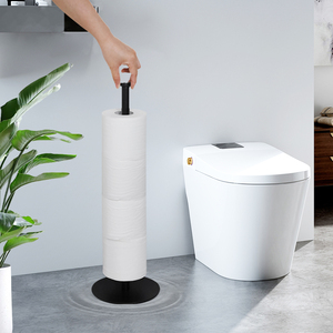 Bathroom <b>Waterproof</b> Toilet Paper Holder Free Standing Metal Toilet Paper Stand for 4 Rolls Bathroom Organizers and Storage Black - Product Image 3