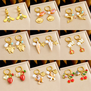Fashion Dangle Earrings Zinc Alloy Stainless Steel Pendant Fruit Butterfly Strawberry Cherry Party Jewelry E6234 E6244 - Product Image 1
