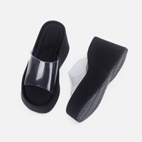 Sandales compensées d'été personnalisées Xinzirain pour femme à bout ouvert, plateforme épaisse, bride en PVC transparent, rehaussant la taille