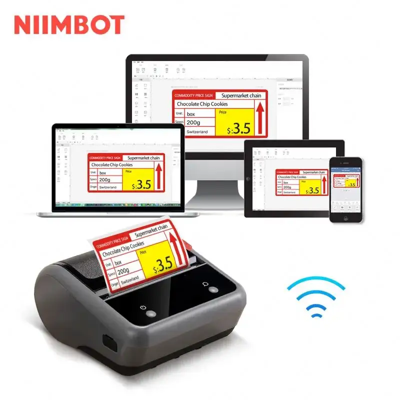 Niimbot B3S Printer kode batang termal, Printer Label pengiriman langsung terhubung dengan ponsel atau komputer 3 inci